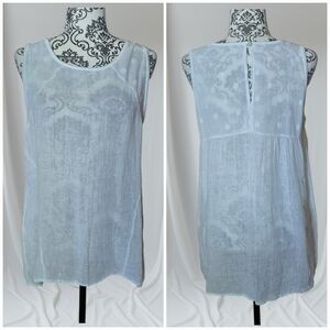 Angela Mara Sleeveless Linen Tunic Top Size Large